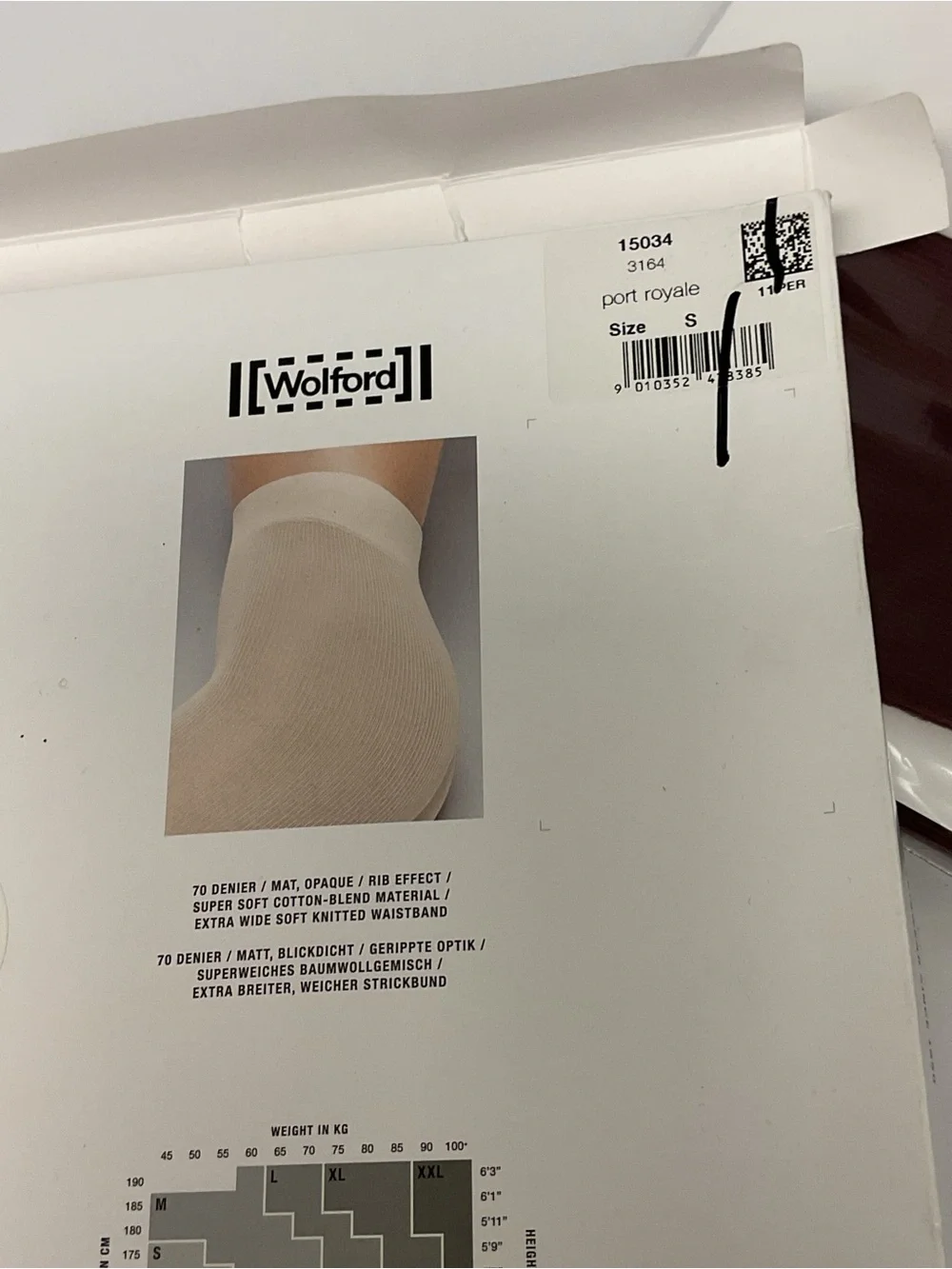 WOLFORD 15034 MARY COTTON RIB TIGHTS IN PORT ROYALE SMALL NWT
